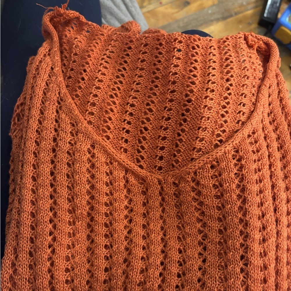 Cozy Boho Knit Scoop Neck Sweater in Orange - Picture 3 of 11